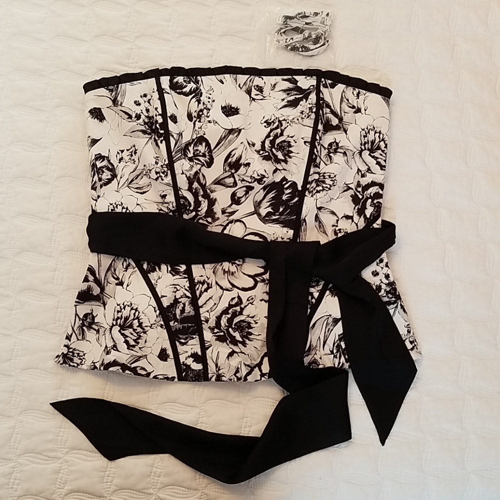 White House Black Market floral bustier top